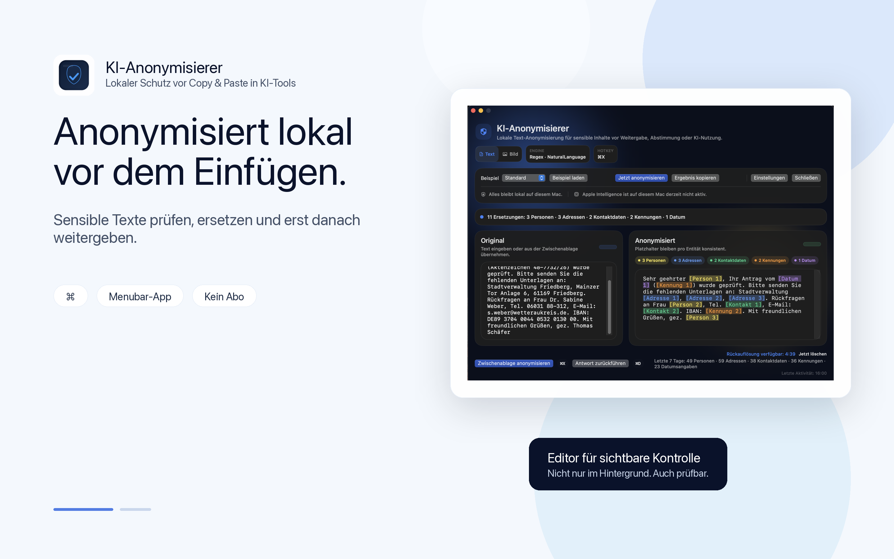 Text anonymization in the macOS app