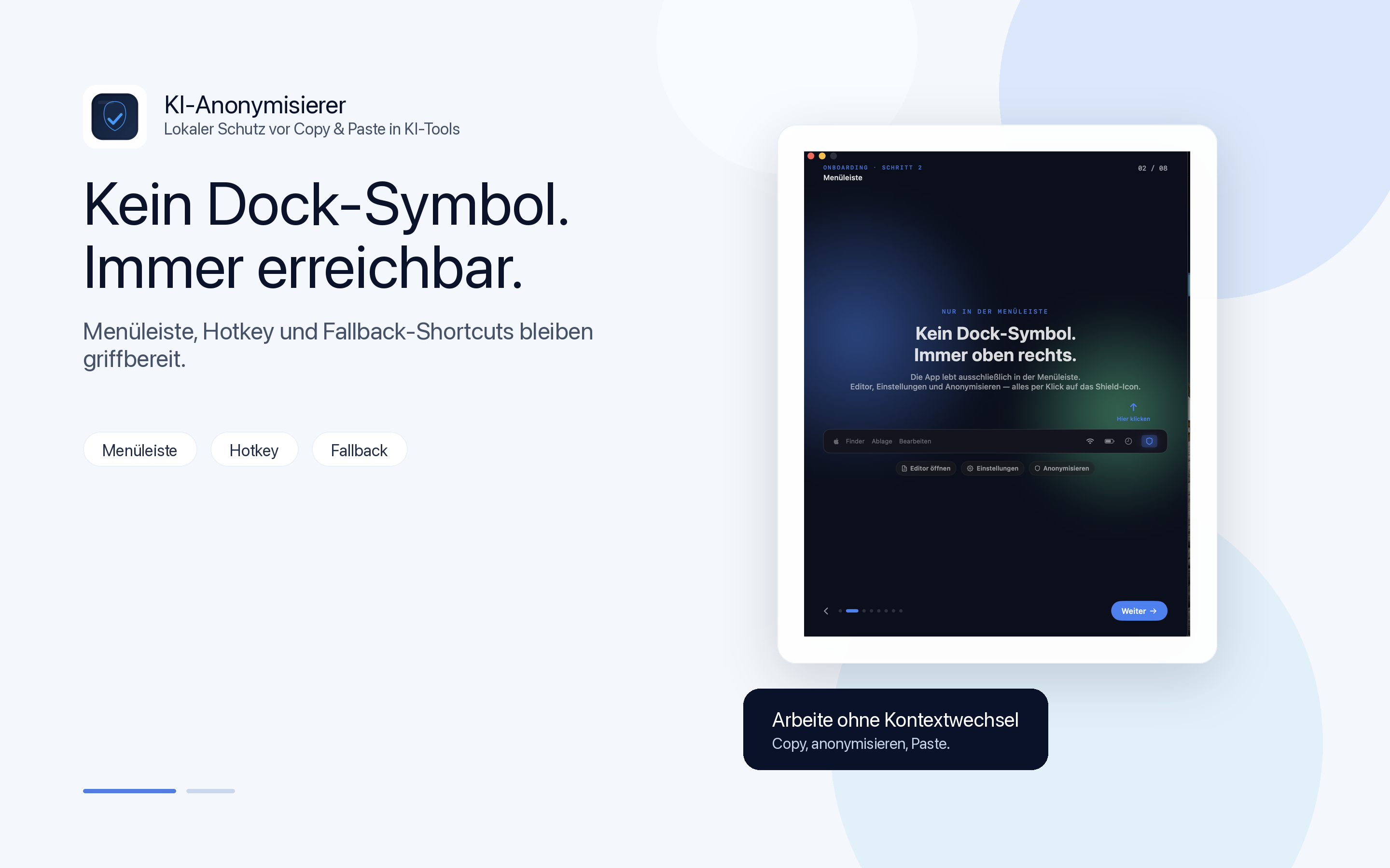 Menu bar and hotkey workflow