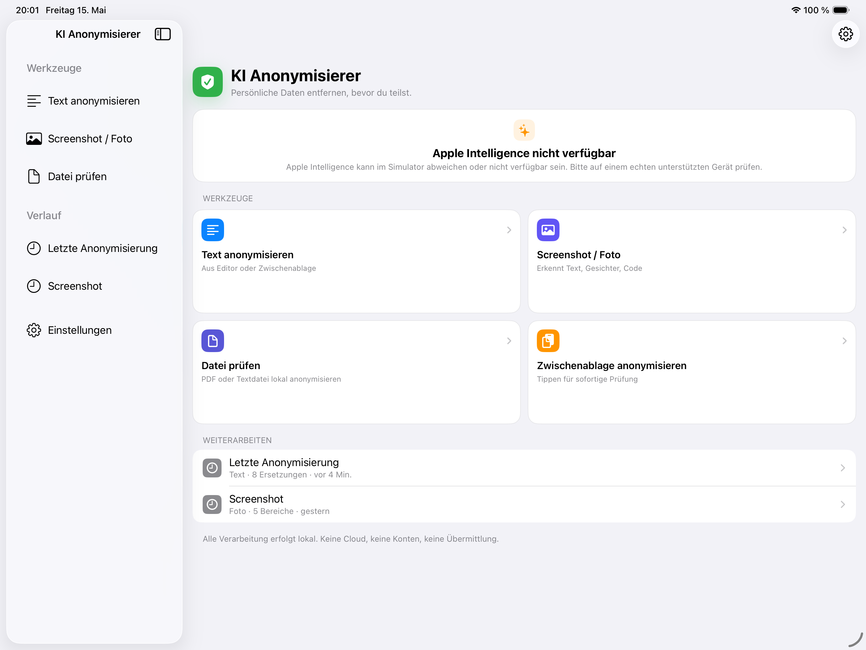 iPad Startbildschirm