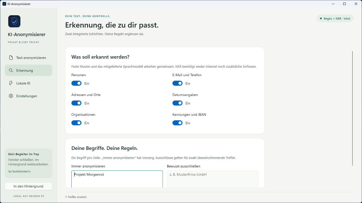 Detection and custom rules in the Windows app